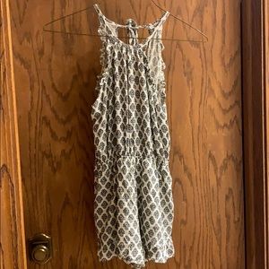 High neck open back shorts romper